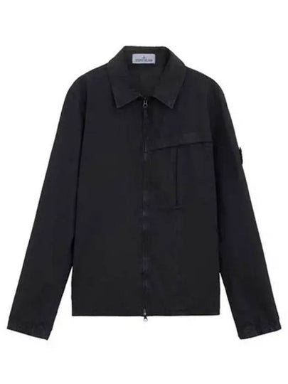 Organic Cotton Shirt Zip Up Jacket Black - STONE ISLAND - BALAAN 2