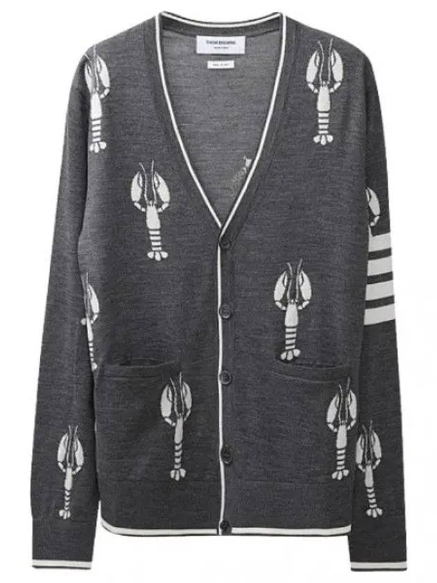 Diagonal Stripe Lobster Intarsia Merino Wool Cardigan Men - THOM BROWNE - BALAAN 1