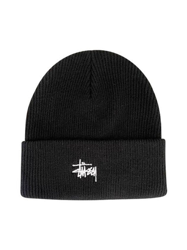 Basic Logo Cuff Beanie Black - STUSSY - BALAAN 1