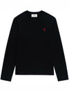Small Heart Embroidered Logo Long Sleeve T-Shirt Black - AMI - BALAAN 4