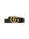 Men's GG Marmont Double G Buckle Gold Hardware Leather Belt Black - GUCCI - BALAAN 3