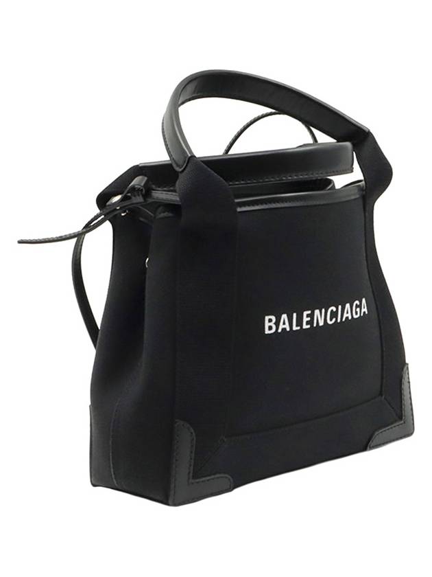 Black Cotton Canvas Cabas Navy XS 2WAY 390346 - BALENCIAGA - BALAAN 4