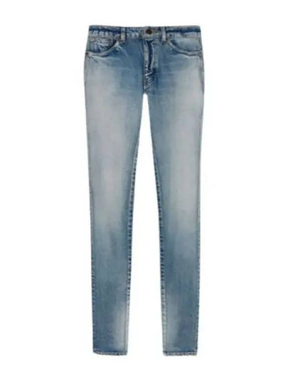 Women's Stone Wash Vintage Cotton Skinny Jeans Blue - SAINT LAURENT - BALAAN 2