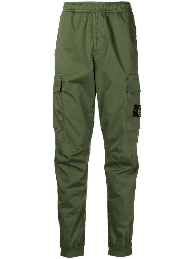 Stretch Cotton Wool Satin Cargo Pants Green - STONE ISLAND - BALAAN 2