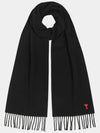 Small Heart Logo Classic Wool Scarf Black - AMI - BALAAN 7