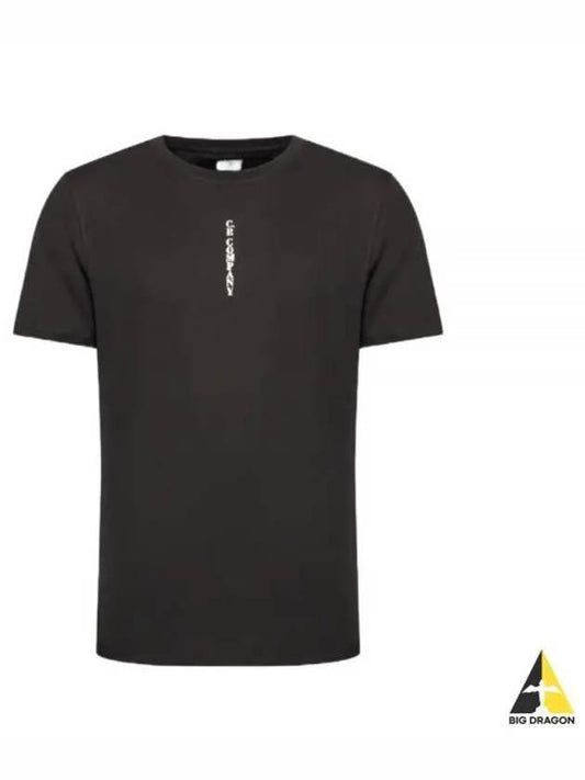 Vertical Lettering Logo Graphic Short Sleeve T-Shirt Black - CP COMPANY - BALAAN 2