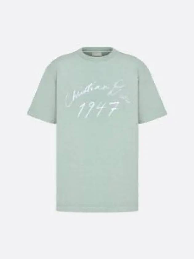 Handwriting Logo Short Sleeve T-Shirt Blue - DIOR - BALAAN 2