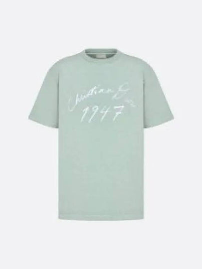 Handwriting Logo Short Sleeve T-Shirt Blue - DIOR - BALAAN 2