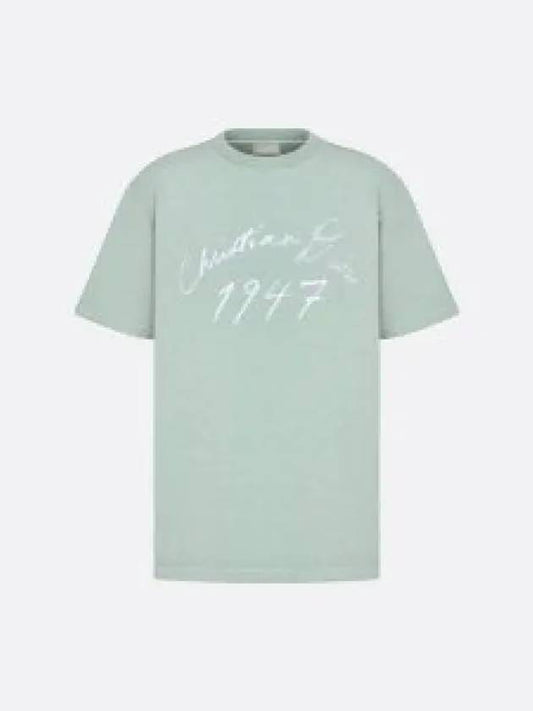 Handwriting Logo Short Sleeve T-Shirt Blue - DIOR - BALAAN 2