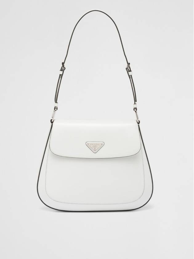 Cleo Brushed Leather Flap Shoulder Bag White - PRADA - BALAAN 2