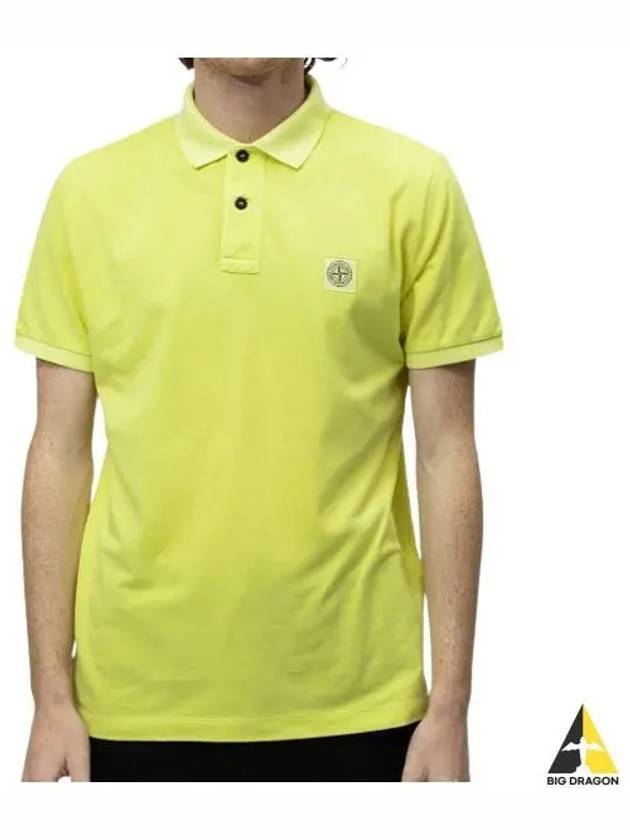 Men's Logo Patch Cotton Short Sleeve Polo Shirt Light Yellow - STONE ISLAND - BALAAN 2