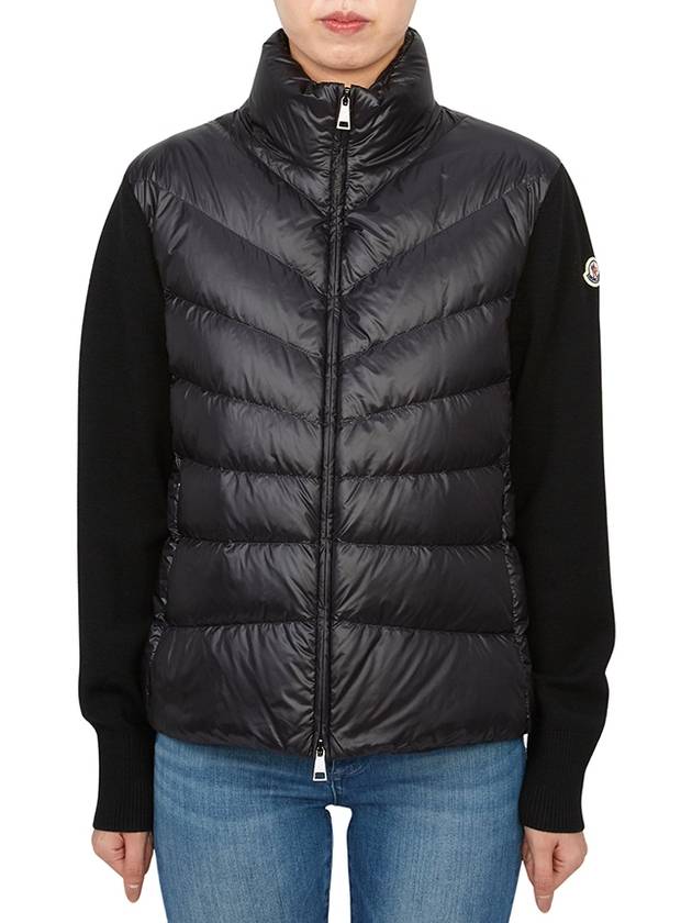 Padded Wool Cardigan Black - MONCLER - BALAAN 2