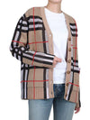 V-Neck Checked Technical Cotton Cardigan Archive Beige - BURBERRY - BALAAN 4