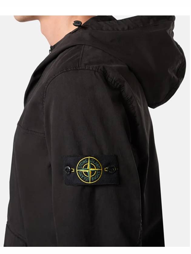 Supima Cotton Twill Stretch-TC Over Hooded Jacket Black - STONE ISLAND - BALAAN 6