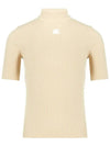 Reedition Knit Short Sleeve Turtle Neck Sand - COURREGES - BALAAN 3