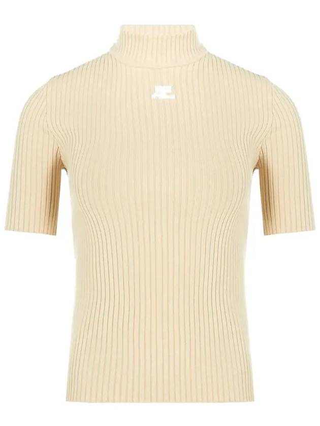 Reedition Knit Short Sleeve Turtle Neck Sand - COURREGES - BALAAN 3