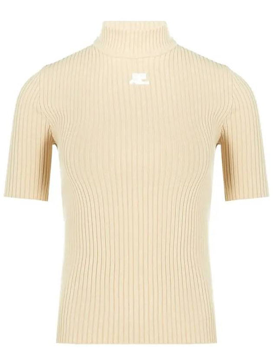 Reedition Knit Short Sleeve Turtle Neck Sand - COURREGES - BALAAN 2