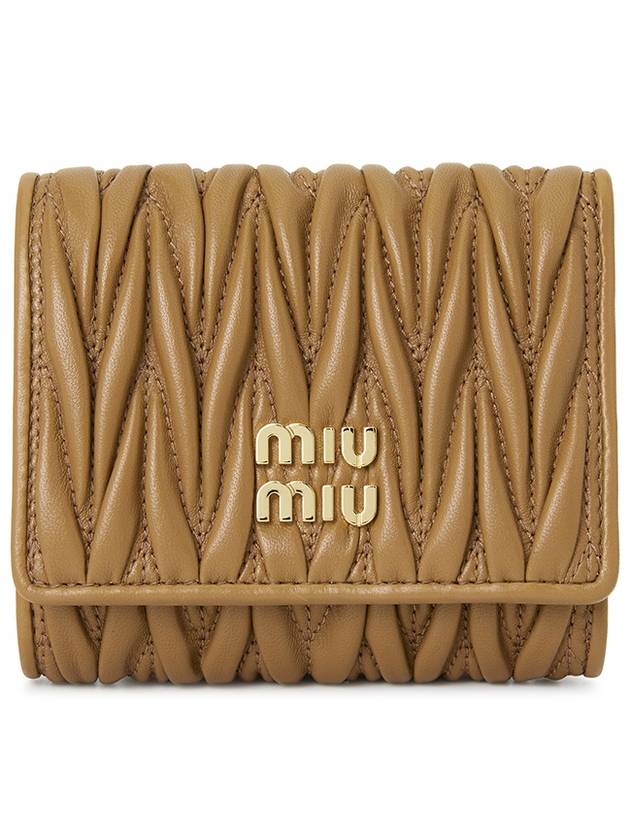 Matelasse Logo Nappa Leather Half Wallet Caramel - MIU MIU - BALAAN 2