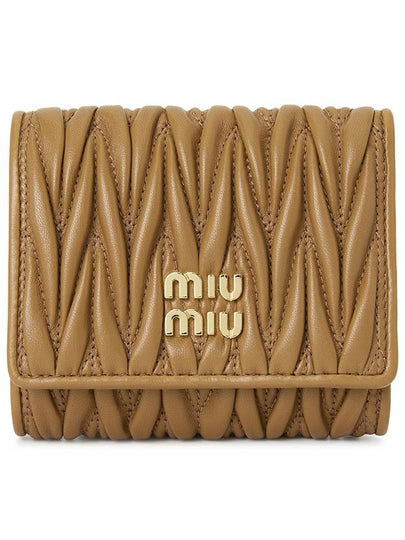 Matelasse Logo Nappa Leather Half Wallet Caramel - MIU MIU - BALAAN 2