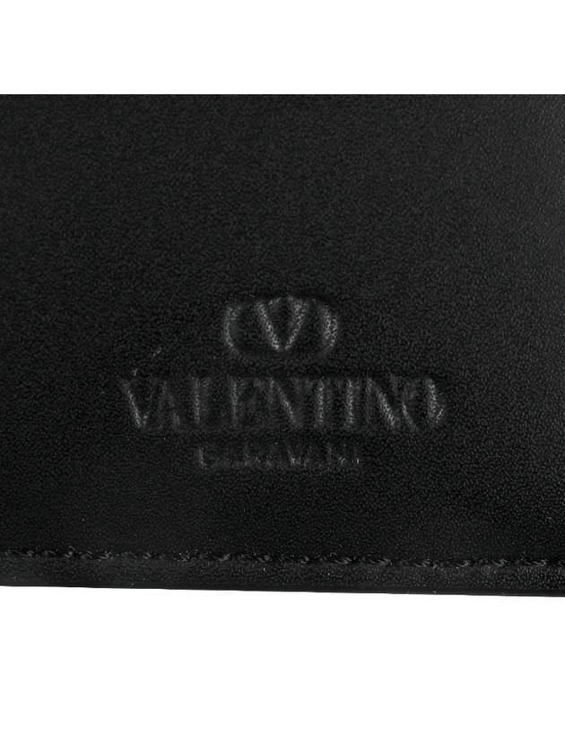 Men's VLTN Logo Calf Leather Half Wallet Black - VALENTINO - BALAAN 5