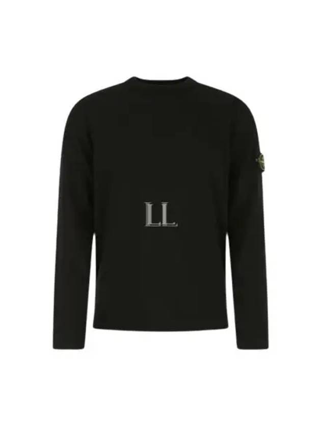 Logo Patch Crewneck Knit Top Black - STONE ISLAND - BALAAN 2