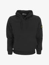 Logo Patch Cotton Fleece Hoodie Black - STONE ISLAND - BALAAN 3