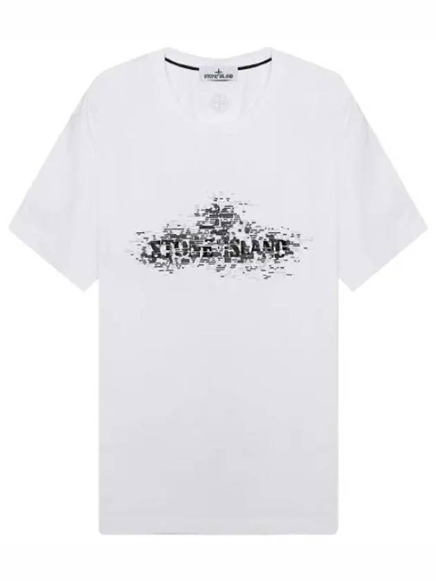 Institutional Two Print Short Sleeve T-Shirt White - STONE ISLAND - BALAAN 2