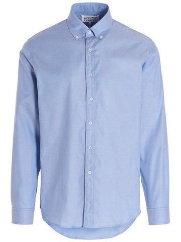 Oxford Button Down Long Sleeve Shirt Blue - MAISON MARGIELA - 1