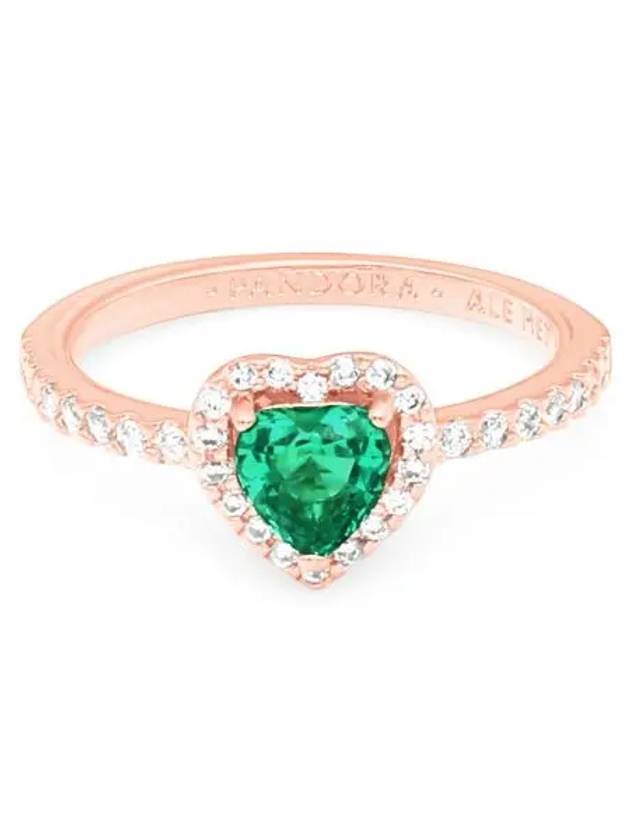 Sparkling Elevated Green Heart Ring Rose Gold - PANDORA - BALAAN 2