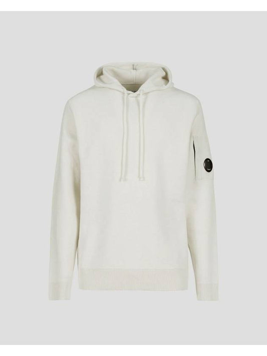 Lambswool Knit Hoodie White - CP COMPANY - BALAAN 1