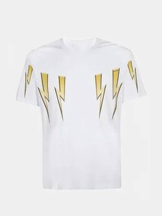 Thunder Printing Short Sleeve T-Shirt White - NEIL BARRETT - BALAAN 2