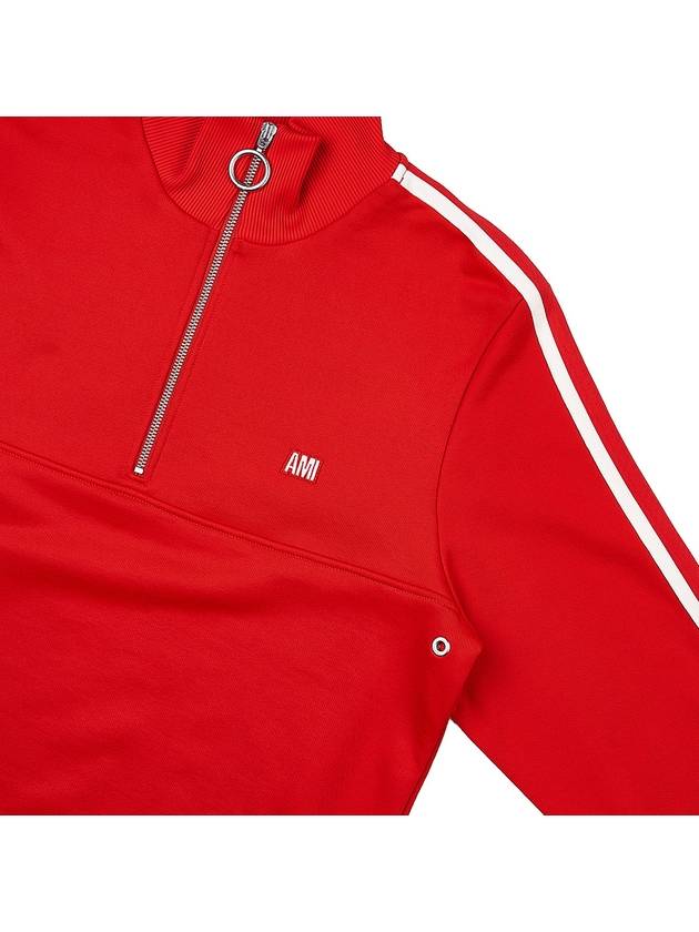 Track Quarter Zipper Sweatshirt Red - AMI - BALAAN 5