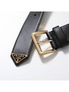 Triangle Logo Plaque City Leather Belt Black - PRADA - BALAAN 4