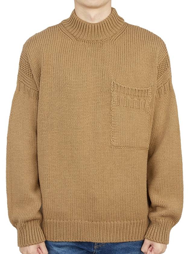 Men's Mock Neck Wool Knit Top Camel - TEN C - BALAAN 2