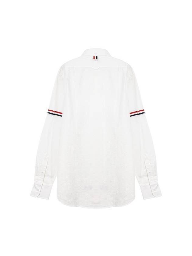 Armband Detail Seersucker Long Sleeve Shirt White - THOM BROWNE - BALAAN 6