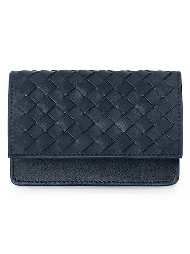 Intrecciato Flap Business Card Wallet Navy - BOTTEGA VENETA - BALAAN 3