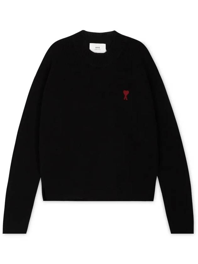 Red ADC Chain Stitch Heart Logo Knit Top Black - AMI - BALAAN 4