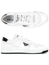 Downtown Triagle Logo Leather Low Top Sneakers White - PRADA - BALAAN 2