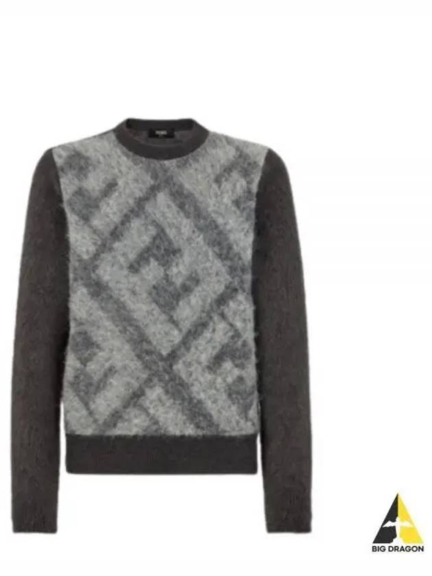 Crew Neck Alpaca Pullover Knit Top Grey - FENDI - BALAAN 2