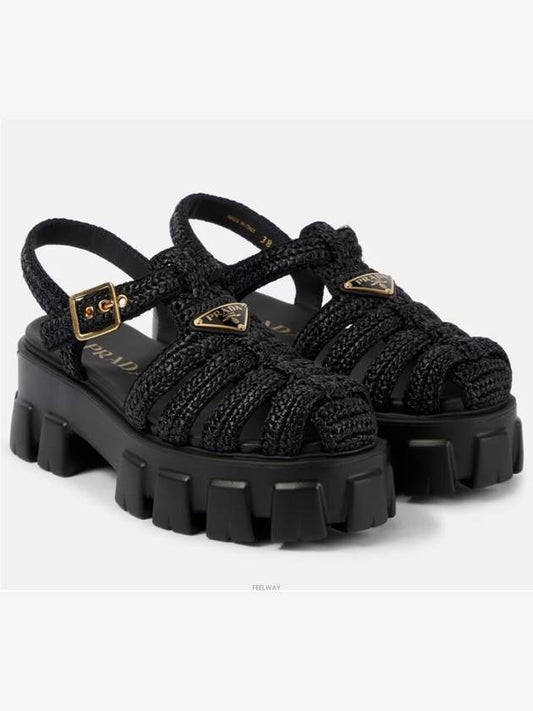 Monolith Crochet Cage Sandals Black - PRADA - BALAAN 2