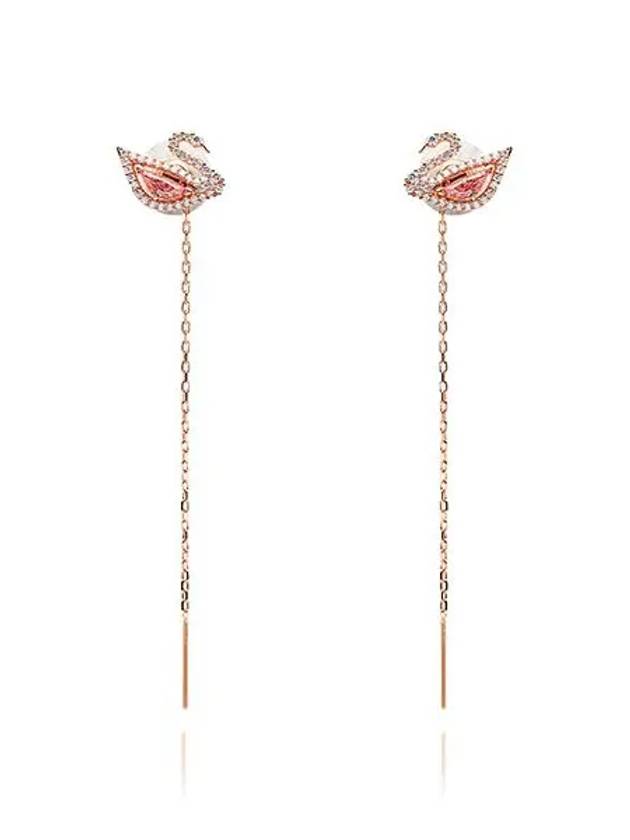 Dazzling Swan Drop Earrings Pink Rose Gold - SWAROVSKI - BALAAN 6