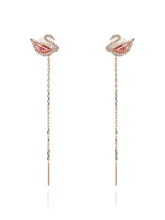 Dazzling Swan Drop Earrings Pink Rose Gold - SWAROVSKI - BALAAN 2