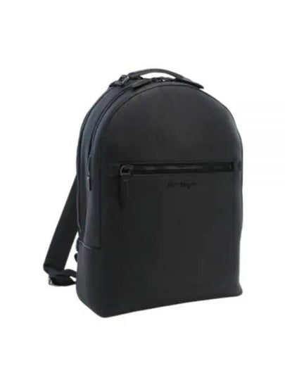 Men's Logo Patch Leather Backpack Black - SALVATORE FERRAGAMO - BALAAN 2