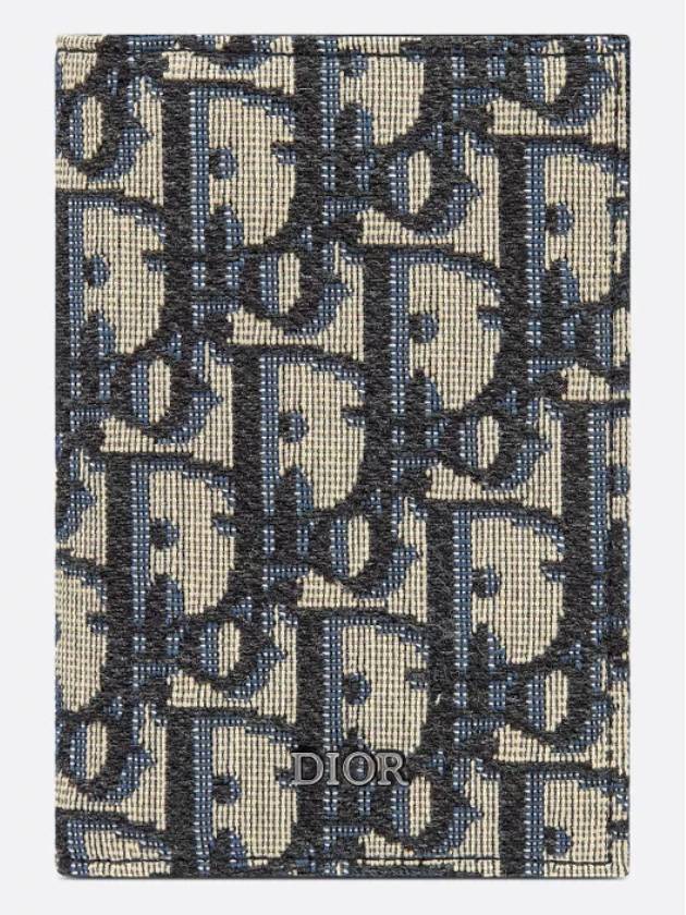 Vertical Half Card Holder Beige And Black  Oblique Jacquard - DIOR - BALAAN 3