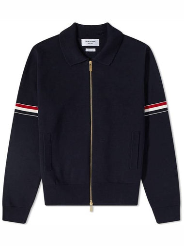 RWB Arm Banding Milano Stitch Collar Zip-up Jacket Navy - THOM BROWNE - BALAAN 1