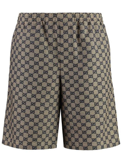 GG Linen Blend Shorts Beige - GUCCI - BALAAN 2