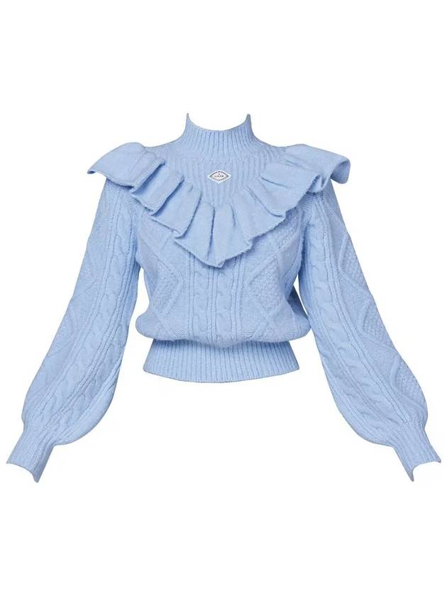 Golf Wear Pastel Ruffle Knit Sweater Skyblue - J JANE - BALAAN 2