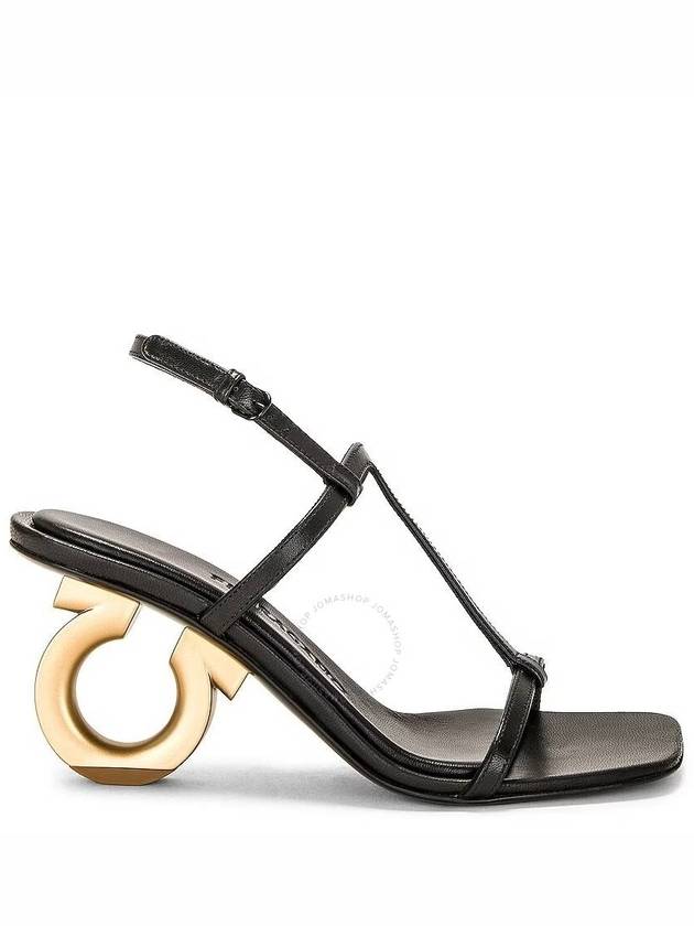 Salvatore Ferragamo Black Elina T-Strap Gancini Sandals, Size 6.5 - SALVATORE FERRAGAMO - BALAAN 1