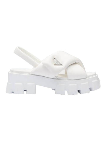 Monolith Padded Nappa Leather Sandals White - PRADA - BALAAN 1