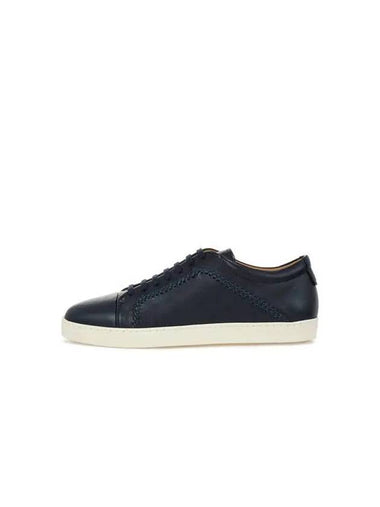 Men s Side Threading Leather Sneakers Dark Navy - GIORGIO ARMANI - BALAAN 1